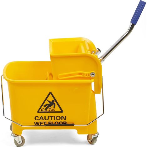 Mind Reader Secchio mobile per mocio resistente con strizzatore verso l'alto, capacità 22 litri, 41 cm di lunghezza x 27 cm di larghezza x 61 cm di altezza, giallo (1/4)