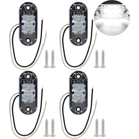 LED Feux Latéraux Éclairages,4 pcs Feux Gabarit Remorque,12 / 24V Blanc tous les modèles- Feux voiture étanches à économie d'énergie (1/4)