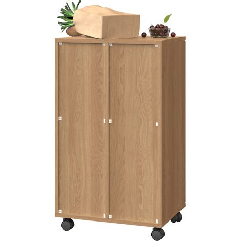 Mülltrennschrank mit 2 Fächern und Rollen, Eichenoptik, 46,7 x 35 x 80,3 cm (1/5)