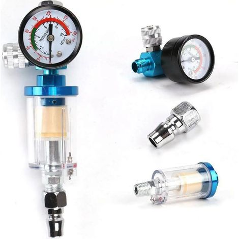 1/4" Mini-Luftdruckregler, Sprühmessgerät mit Inline-Wasserfilter