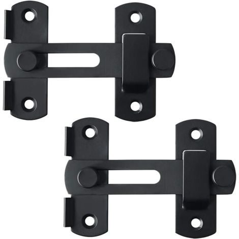 (2 piezas) Cerradura de puerta corrediza, pestillo de palanca, hebilla, perno de bloqueo con tornillos, acero inoxidable negro mate (1/4)