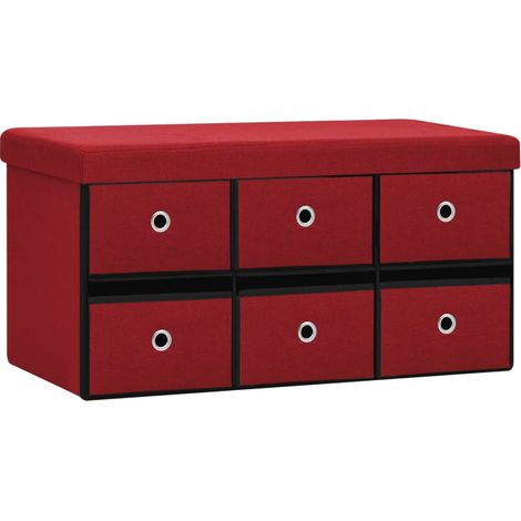 Maison Exclusive - Cassapanca Pieghevole Rosso Vino 76x38x38 cm in Simil Lino