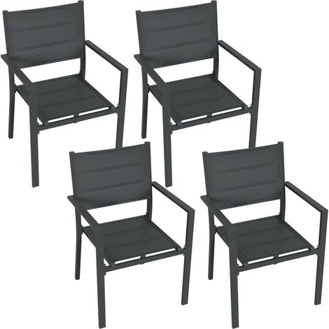 Lot de 4 chaises jardin aluminium textilène (1/5)