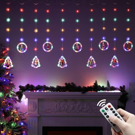 Guirlande lumineuse LED de 3 m pour l'extérieur et l'intérieur, Rideau lumineux de Noël avec télécommande, Lumière de Noël à piles, étanchéité IP44 (1/5)