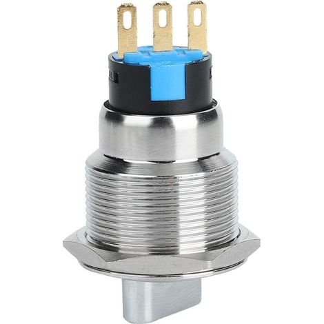 1 x Commutateur à bouton 19 mm, étanche IP67, acier inoxydable, 3 broches, 2 positions, 5A, 250V (1/5)