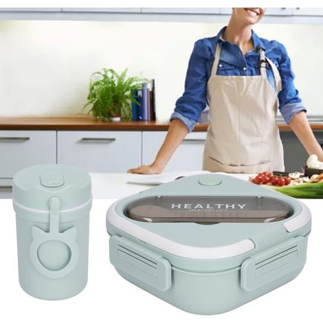 Boîte à lunch portable et modulaire pour étudiants et employés de bureau, simple et mignonne, compatible micro-ondes, vert nordique. (1/5)