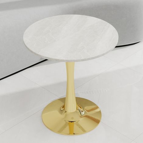 Tavolo rotondo Huate - 70x70x72 cm - tavolo da pranzo - stile moderno - 2-4 persone - piano in marmo - finitura venata bianca