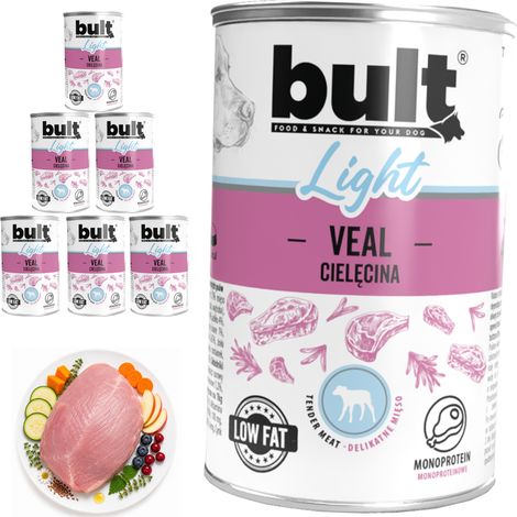 BULT LIGHT Nassfutter für Hunde, Kalbfleisch, Dose 6 x 400 g, leicht verdaulich (1/2)