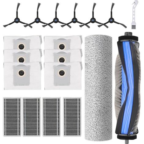 Accessoires X8 Pro Omni pour l'Ecovacs Deebot X8 Omni / X8 Pro Omni : 1 brosse principale, 1 brosse à poils, 6 sacs à poussière, 4 filtres HEPA, 6 brosses latérales, 1 petite brosse (1/5)