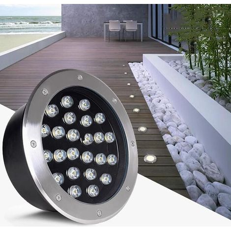 Foco empotrable para exteriores - Iluminación LED para jardines, luz de jardín empotrada impermeable IP67, luz de camino integrada de acero inoxidable de 220 V, foco para exteriores (color blanco cáli (1/5)