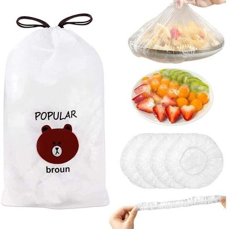 Film Alimentaire Reutilisable ，200 Pièces Sac de Conservation Alimentaire - Charlotte Alimentaire Reutilisable，Couvercle Tissus Alimentaire - Couvre Plat Reutilisable - Fresh Keeping Bags,-- (1/4)