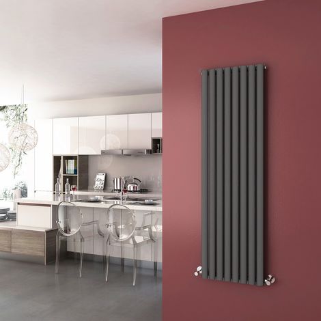 ELEGANT Central Heating Radiator 1600 x 472mm Vertical Anthracite Single Panel Oval Column Rad (1/5)