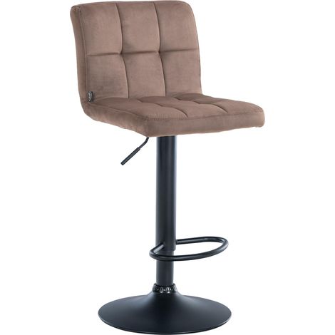 Tabouret de bar chaise haute x 1 avec coutures décoratives carrées assise en velours marron pieds en métal noir 100005329