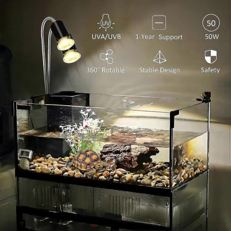 Lot de 4 lampes chauffantes pour tortues, 25/50/75 W, UVA/UVB, pour aquariums, terrariums et cages à amphibiens. Compatibles avec différentes ampoules 75 W. (1/4)