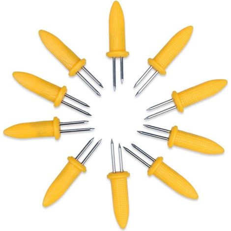 [LCS] Lot de 10 fourchettes à maïs doubles, porte-fourchettes pour barbecue, ustensiles de camping et de pique-nique - AquaForge (1/5)