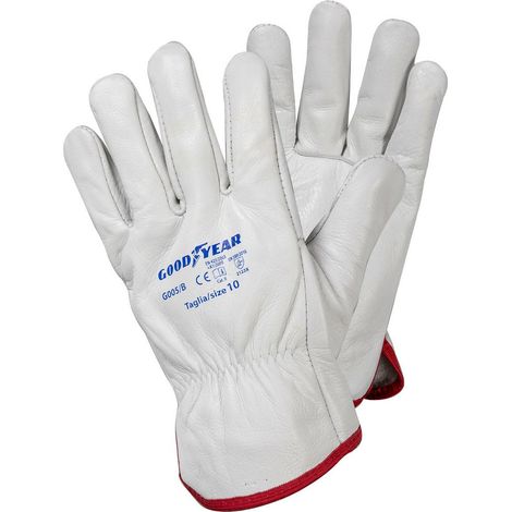 Goodyear Guanti in pelle pieno fiore di groppone taglia 10 colore bianco, guanti da lavoro (1/2)