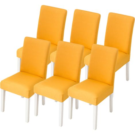 Lot de 6 housses extensibles pour chaises de salle à manger, amovibles et lavables en spandex doux, pour cuisine, hôtel, banquet, couleur dorée. (1/5)