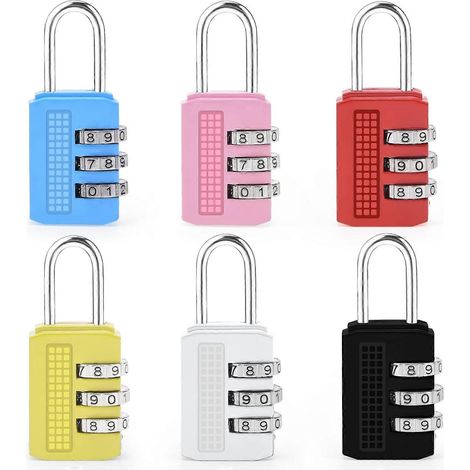 Lot de 6 cadenas à combinaison, cadenas à combinaison à 3 chiffres, cadenas de voyage, cadenas à combinaison pour bagages et armoires de sport (1/3)