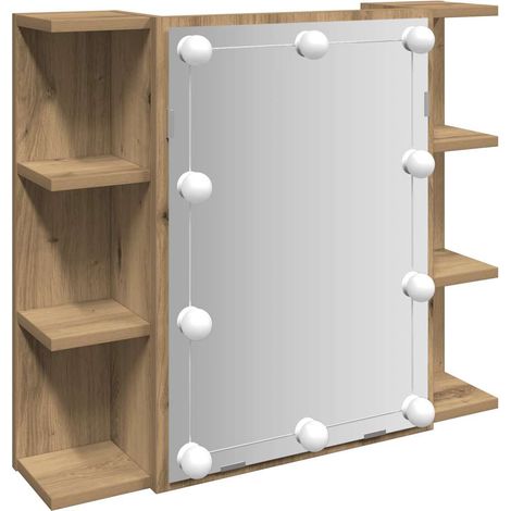 Maison Exclusive - Mobile a Specchio con LED Rovere Artigianale 70x16,5x60 cm (1/5)