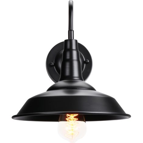 Applique murale industriel en métal fer forgé, Lampe éclairage interieur extérieur E27 luminaire – Noir (1/5)
