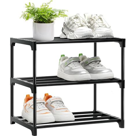 Shoe Rack, Stackable Metal, Small, Shoe Storage for Hallway, Bedroom (1/5)
