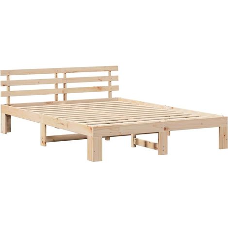 Lit double,Lit adulte,Cadre de lit Marron 140 x 200 cm Bois de pin massif CFW8789306 (1/5)