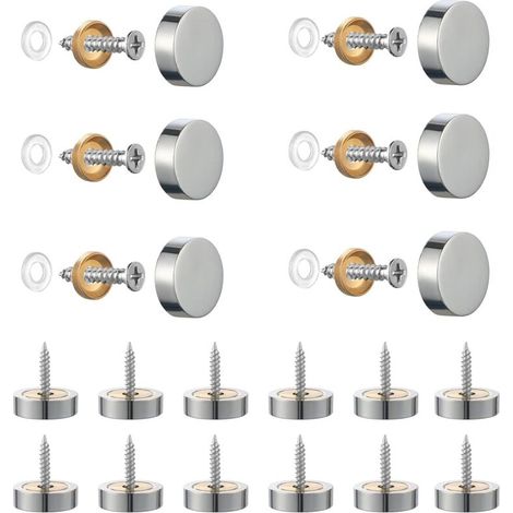 Lot de 20 Vis avec Capuchons Décoratifs Argentés 14 mm pour Miroirs Tables Armoires Panneaux Verre et Assiettes – Fixations Murales Design (1/4)