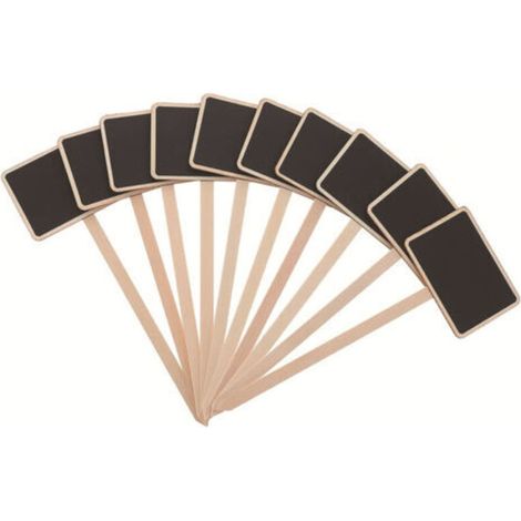 Panneau pour Plantes, Lot de 36 étiquettes, à piquer, avec Ardoise, en Bois, 7.55.50.25cm Naturel/Noir