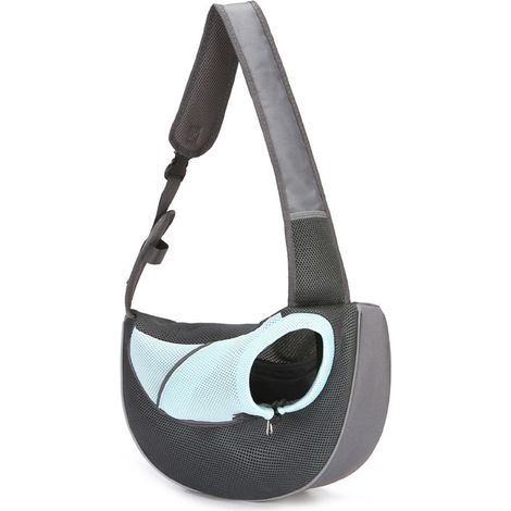 Sac Bandoulière Pour Animal De Compagnie - Filet Respirant - Réglable Avec Boucle Plastique - Compartiment Téléphone - 1 Pièce (1/5)