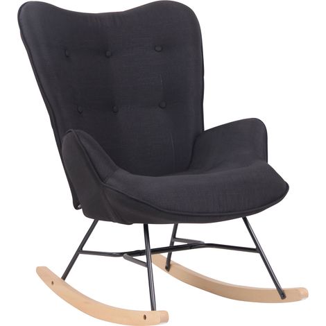 Fauteuil à bascule Sanka en tissu Noir (1/8)