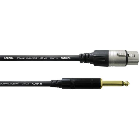 Câble de liaison XLR [1x XLR femelle - 1x Jack mâle 6.35 mm] Cordial CCM 7,5 FP noir 7.50 m (1/2)