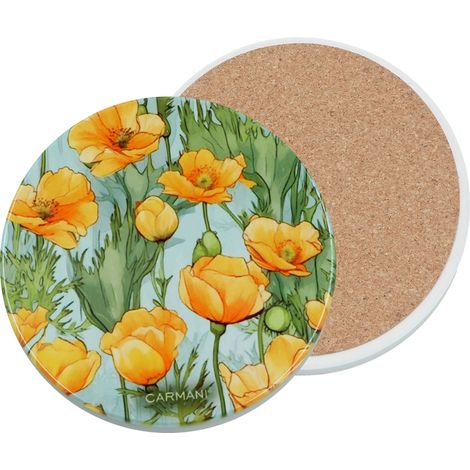 Dessous de verre rond en céramique, motif floral, cadeau pour tasse à thé.