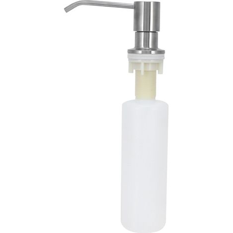 Dispensador de jabón para cocina/baño [acero inoxidable 304, cepillado] Dispensador de fregadero acanalado recargable (350 ml/155 x 55 mm) con manguera y bomba extraíble (1/5)