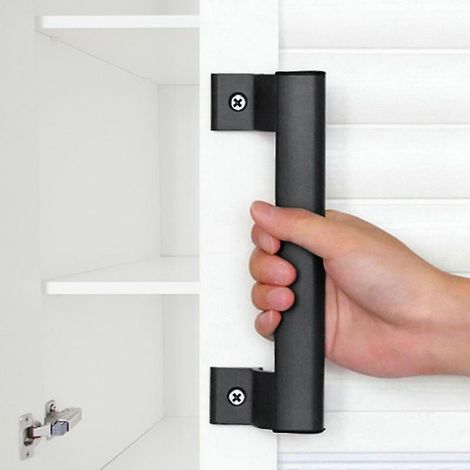Juego de 2 tiradores para puertas correderas (blancos), fáciles de instalar, para garaje, granero, cocina y vitrina moderna de aluminio. (1/3)