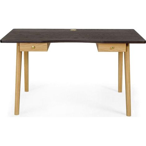 Bureau Design 2 Tiroirs "Nice" 140cm Chêne & Noir (1/5)