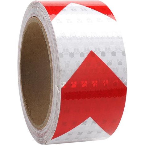 Ruban Réfléchissan Rouge et Blanc 10m x 5cm Bande Reflechissante Autocollante, Ruban Réfléchissant Adhésif, Autocollants Réfléchissants, Ruban Adhesif Reflechissant, Ruban Avertisseur Réfléchissant (1/5)