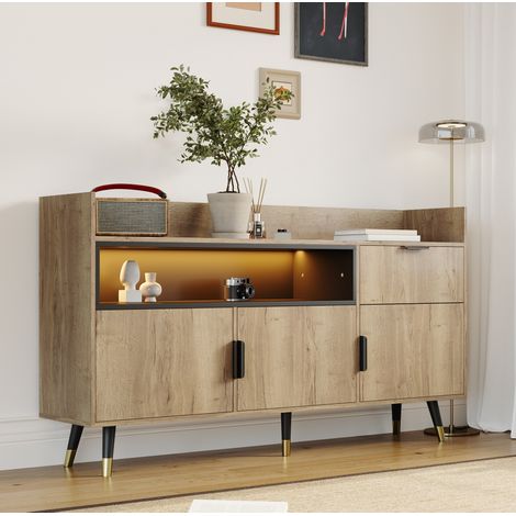 Aparador salón con estante y cajón natural moderno OKMYHOME (1/5)