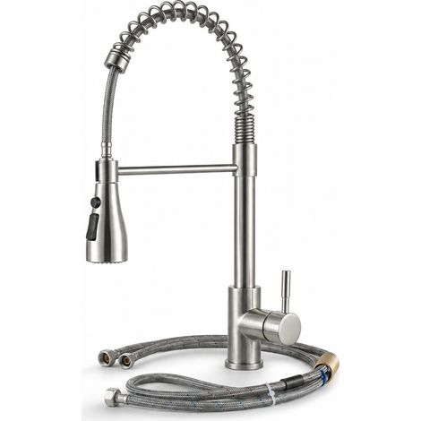 360-Grad ausziehbarer Küchenwasserhahn mit ausziehbarer Brause aus Edelstahl Default Title (1/5)