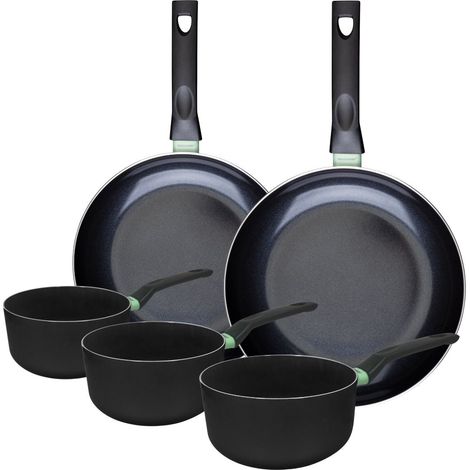 Ensemble de 2 poêles de 28 et 30 cm et 3 casseroles 16, 18 et 20 cm Fackelmann Brandao (1/5)