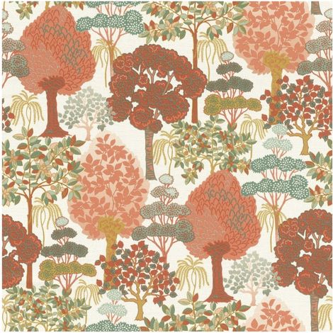 Rasch Rhapsody Red Trees Vinyl Paste The Wall Wallpaper Extra Washable Stripable (1/4)