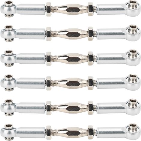 6 pièces tiges de réglage en alliage d'aluminium, biellettes de direction ajustables pour modèles RC, accessoires de liaison argentés (1/5)
