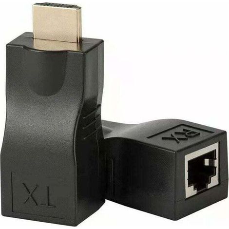 Extendeur HDMI, XU, Répéteur de convertisseur d'extension câble réseau HDMI RJ45, D'adaptateur RJ45 30M 5e/6 1080p jusqu'à 3 --Crezuo (1/4)