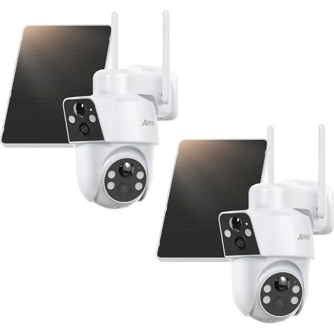 4K (2K+2K) Caméra Surveillance WiFi Extérieure sans Fil, Double Objectif Double PIR, 360° Solaire Caméra, Vision Nocturne Couleur, Audio Bidirectionnel, Étanche, Batterie Haute Capacité, 2Pcs (1/5)