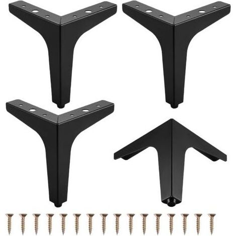 4 PCS Pieds de Meubles en Métal,4" 10cm Pieds de Meubles Triangulaires pour Meuble Canapé Table basse Meuble TV et Autres Pieds de Meubles(Noir) (1/5)