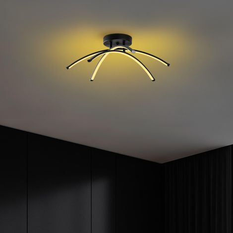 Lustre noir, corps en métal, largeur 57 cm, hauteur 20 cm LED SMD 28 W 3000 K Éclairage pour la décoration d'intérieur et l'ambiance moderne (1/5)