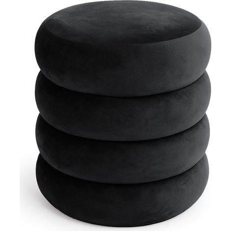 Pouf contenedor cilíndrico en terciopelo 42 cm SNUGGO Negro (1/5)