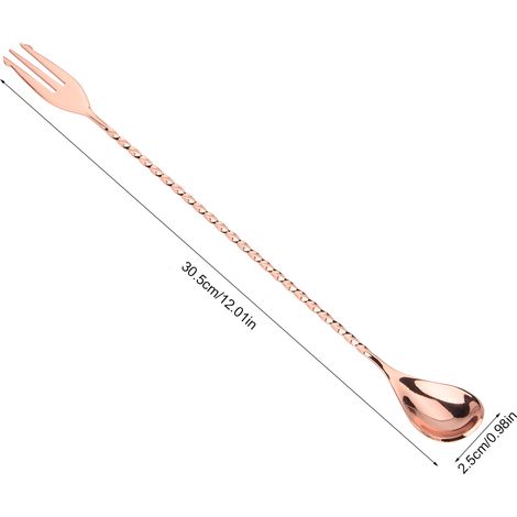 Cuillère à cocktail en acier inoxydable 1 pièce, outil de mélange et de superposition de boissons et de café avec long manche (2) (1/5)