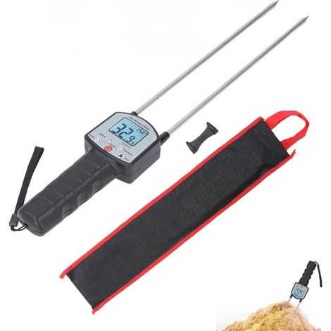 Ej.Life – Testeur d'humidité portable 0-80% – Écran LCD – Précision 0,5% – Pour foin, paille, ensilage, herbe – Alimentation 4 piles AA