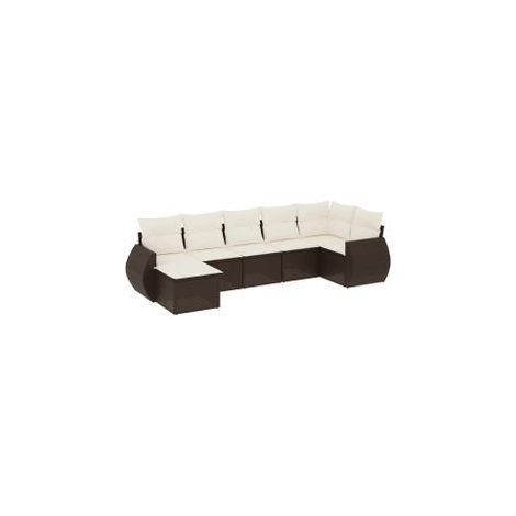Salon de jardin avec coussins 7 pcs marron résine tressée (1/3)