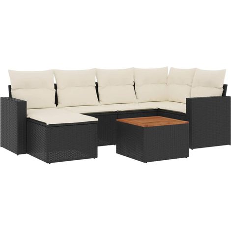 Set Divani da Giardino con Cuscini 7pz Nero Polyrattan vidaXL (1/5)